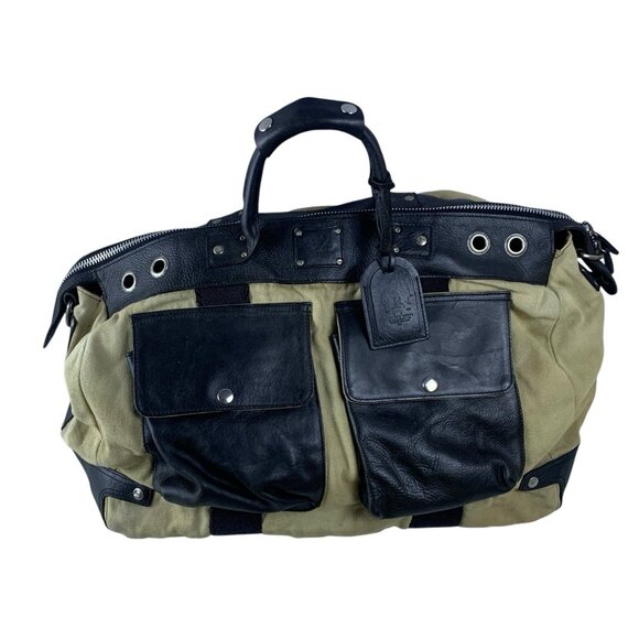 Will Leather Goods Canvas Leather Travel Duffle Bag Carry On Weekender - Picture 8 of 16